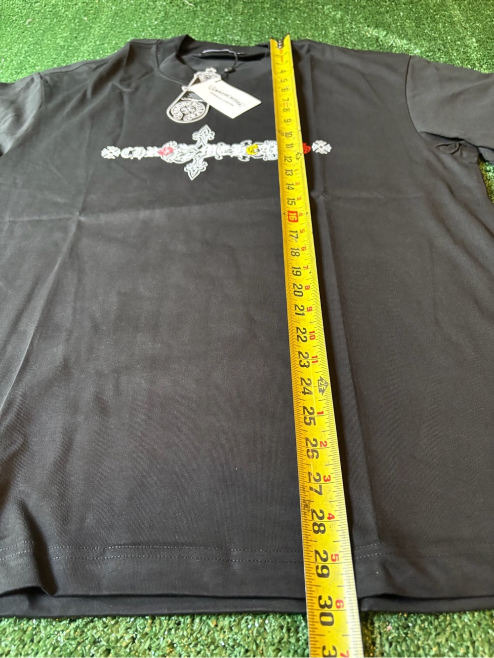 Chrome Hearts Black Short Sleeve Tee with Cross and Floral Motif - Picture 6 of 6